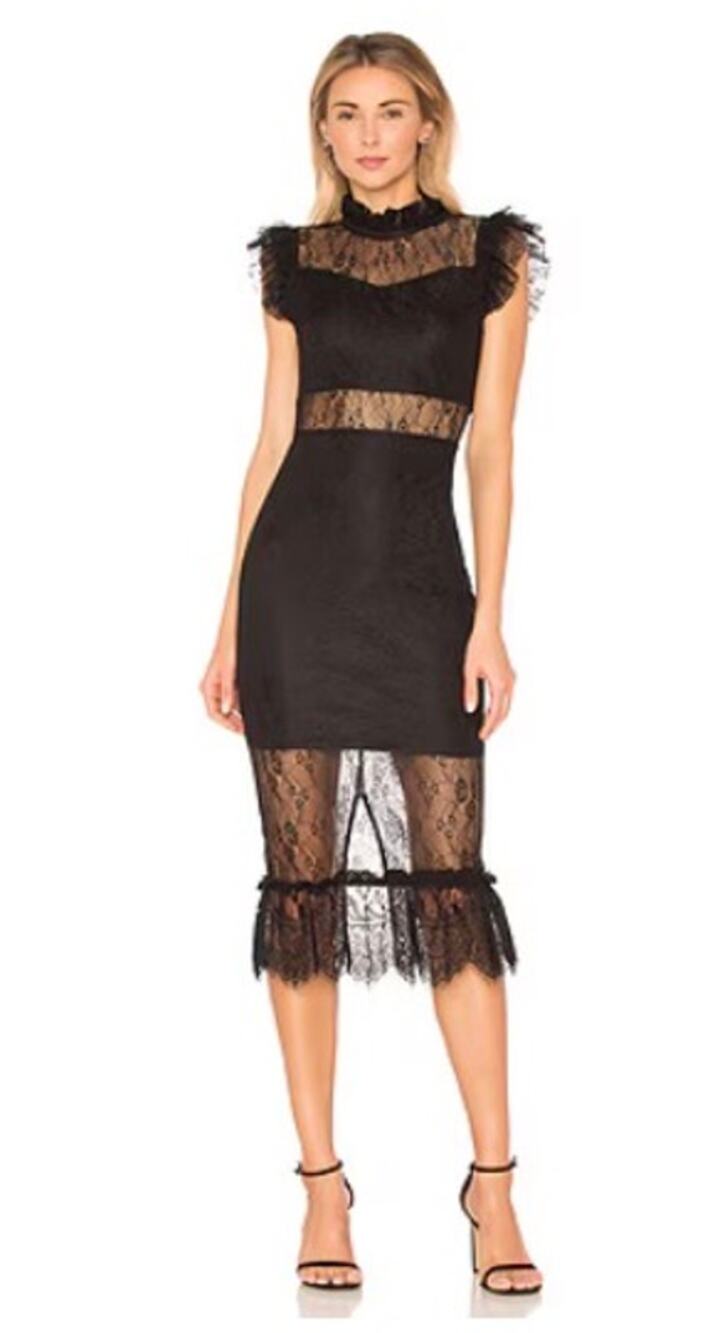 Vici x Gina Saige Sheer Black Lace Midi Dress S Whimsigoth Dark Fairy Steampunk